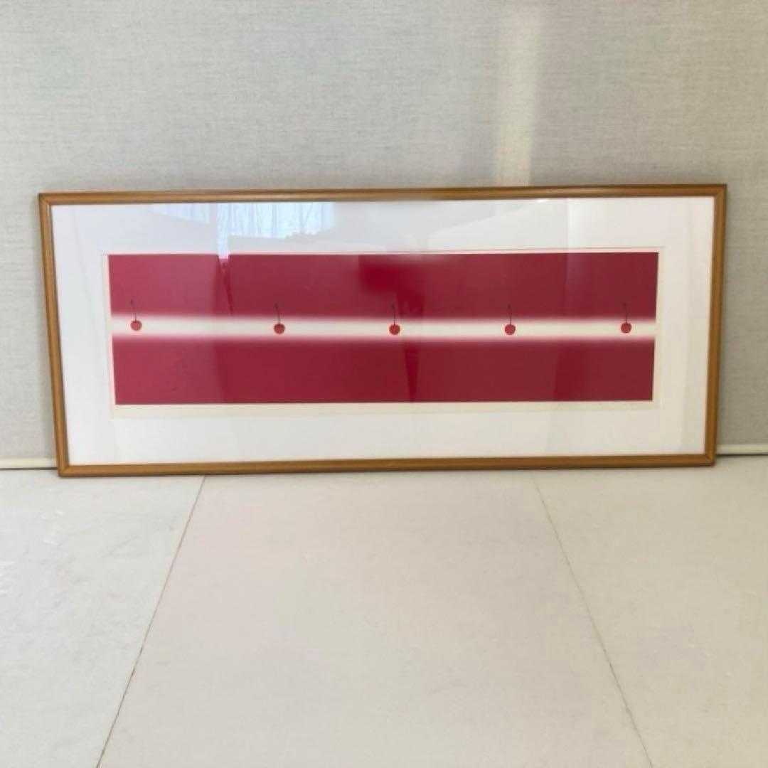 中村憲之 さくらんぼ シルクスクリーン 大型 横長 赤色 ポップ モダン レトロ