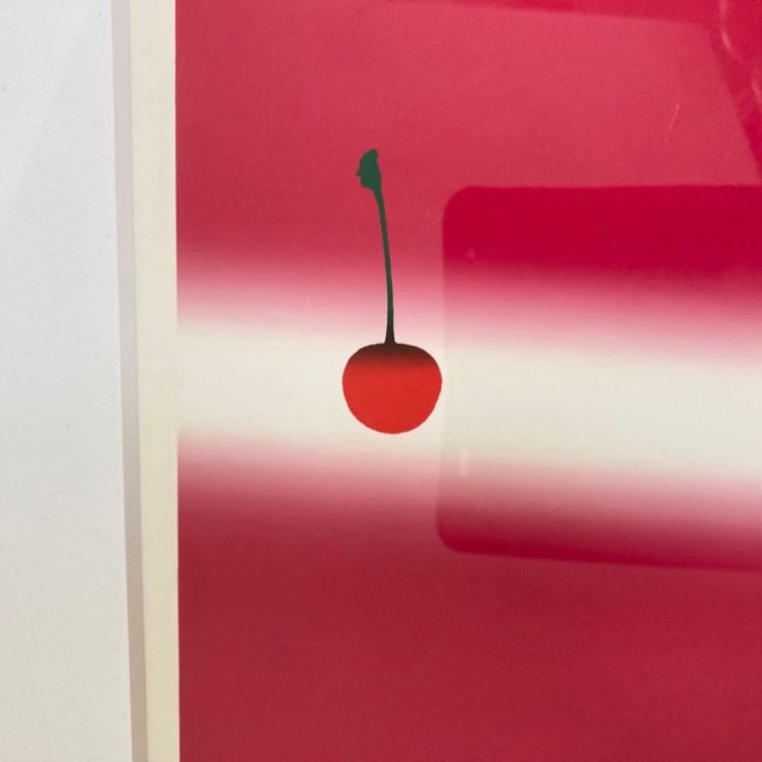 中村憲之 さくらんぼ シルクスクリーン 大型 横長 赤色 ポップ モダン レトロ