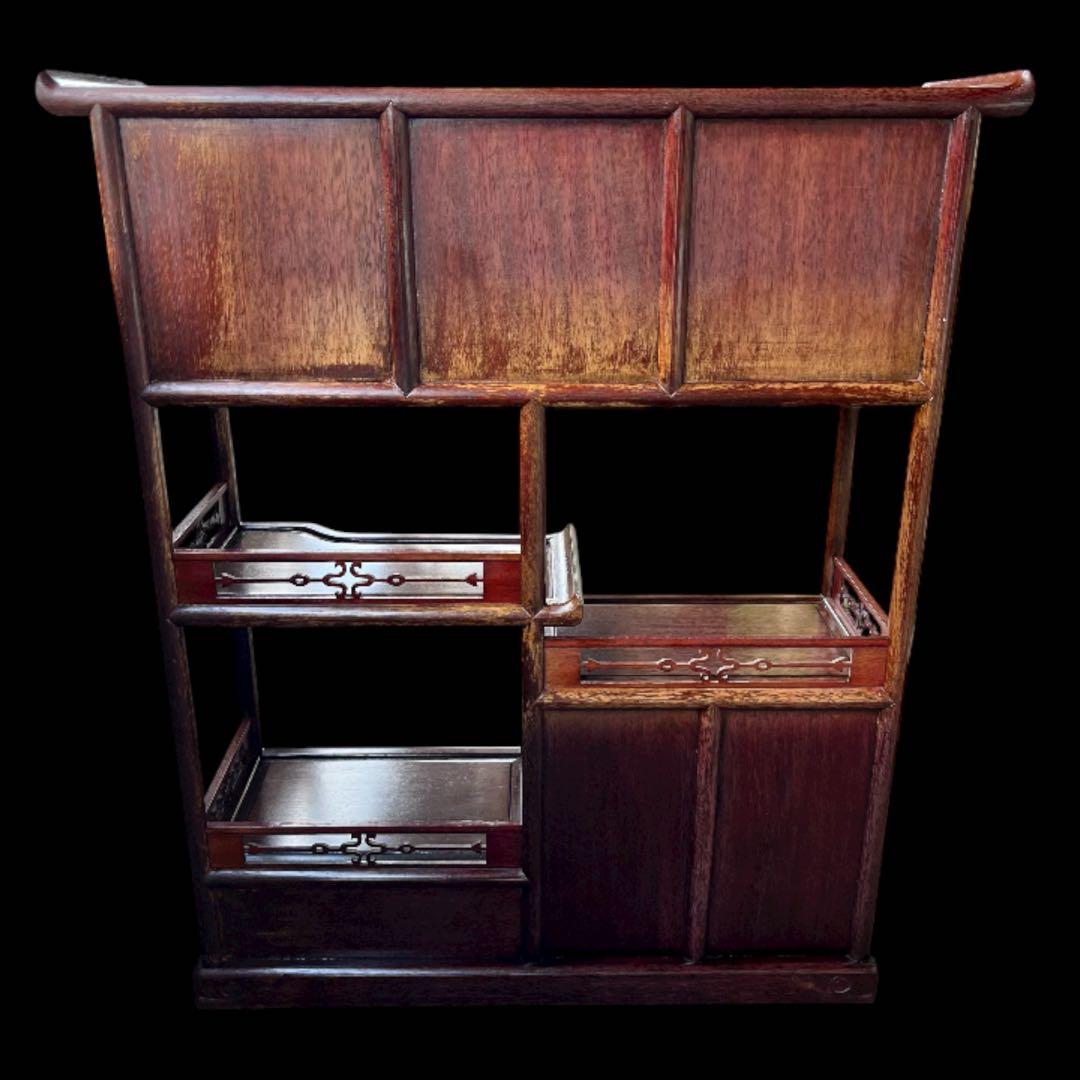 茶箪笥、飾り棚、茶棚、紫檀黒檀、アンティーク、レトロ、和風サイドボード、和食器棚
