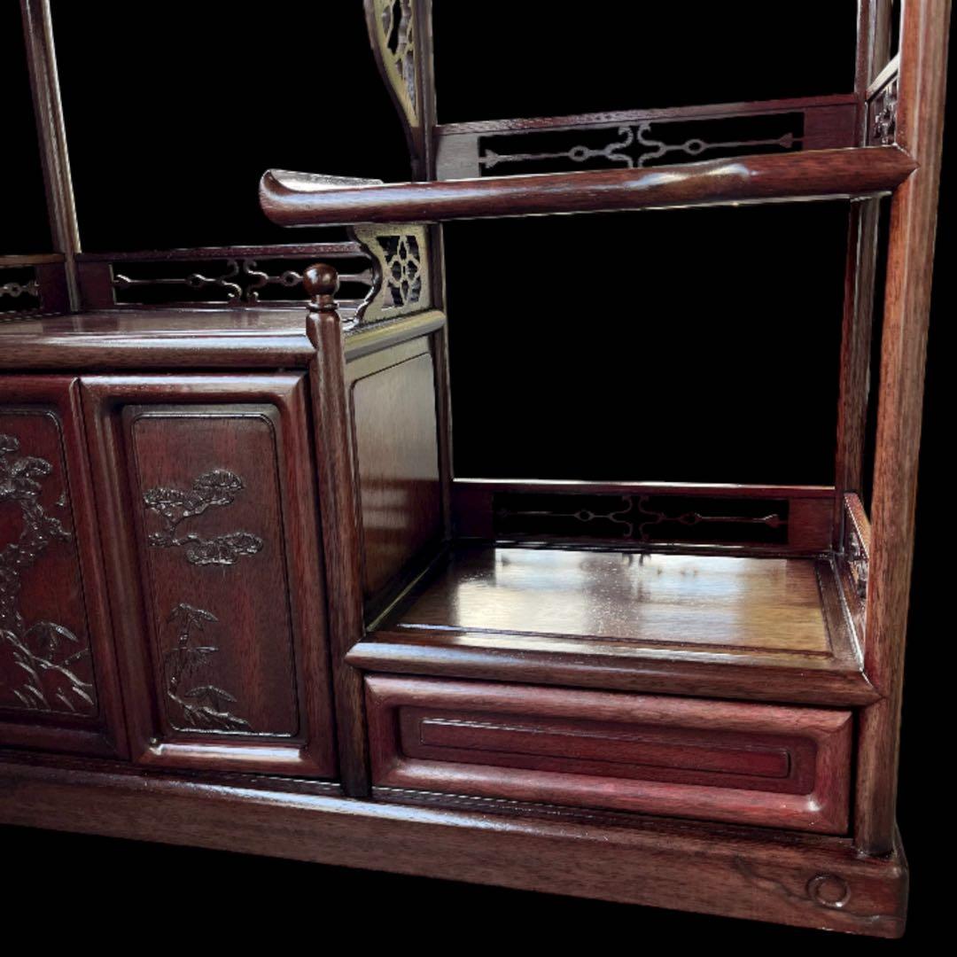 茶箪笥、飾り棚、茶棚、紫檀黒檀、アンティーク、レトロ、和風サイドボード、和食器棚