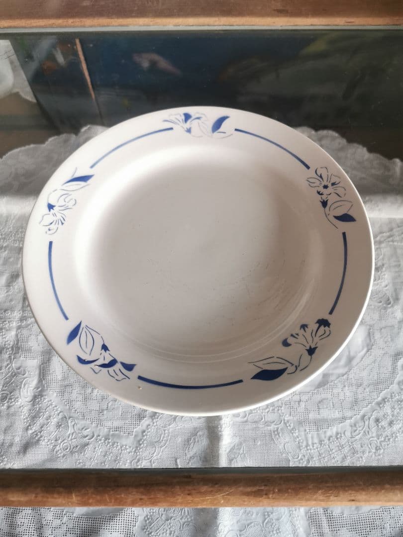 アンティーク クレイユモントロー インディゴの水仙 22㎝プレート２枚セット β