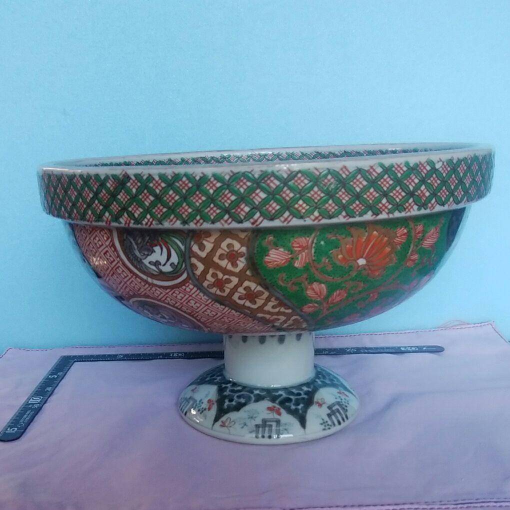 伊万里錦手コンポート台脚付果物鉢