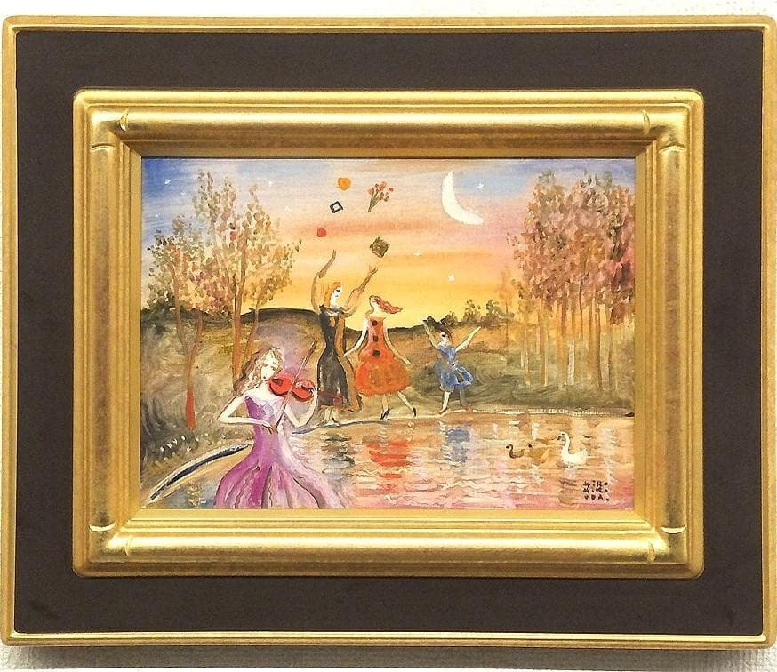 ◆織田広比古『水辺の散歩（ロワール）』油彩 4号◆検）織田広喜 宮永岳彦