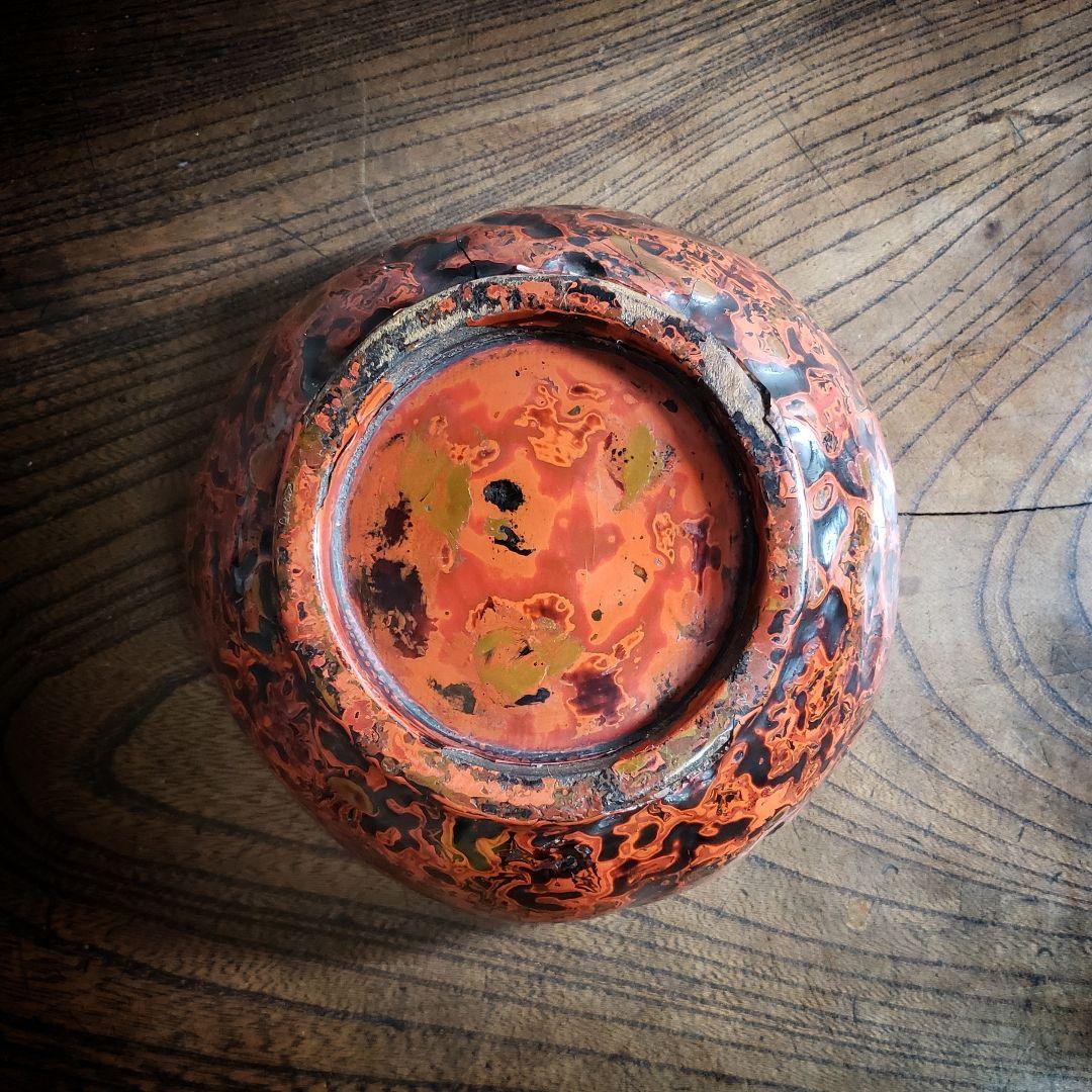 会津塗り　天然木　乾漆鉢　漆器　菓子鉢　小物入れ　会津漆師道具　訳あり　割れ