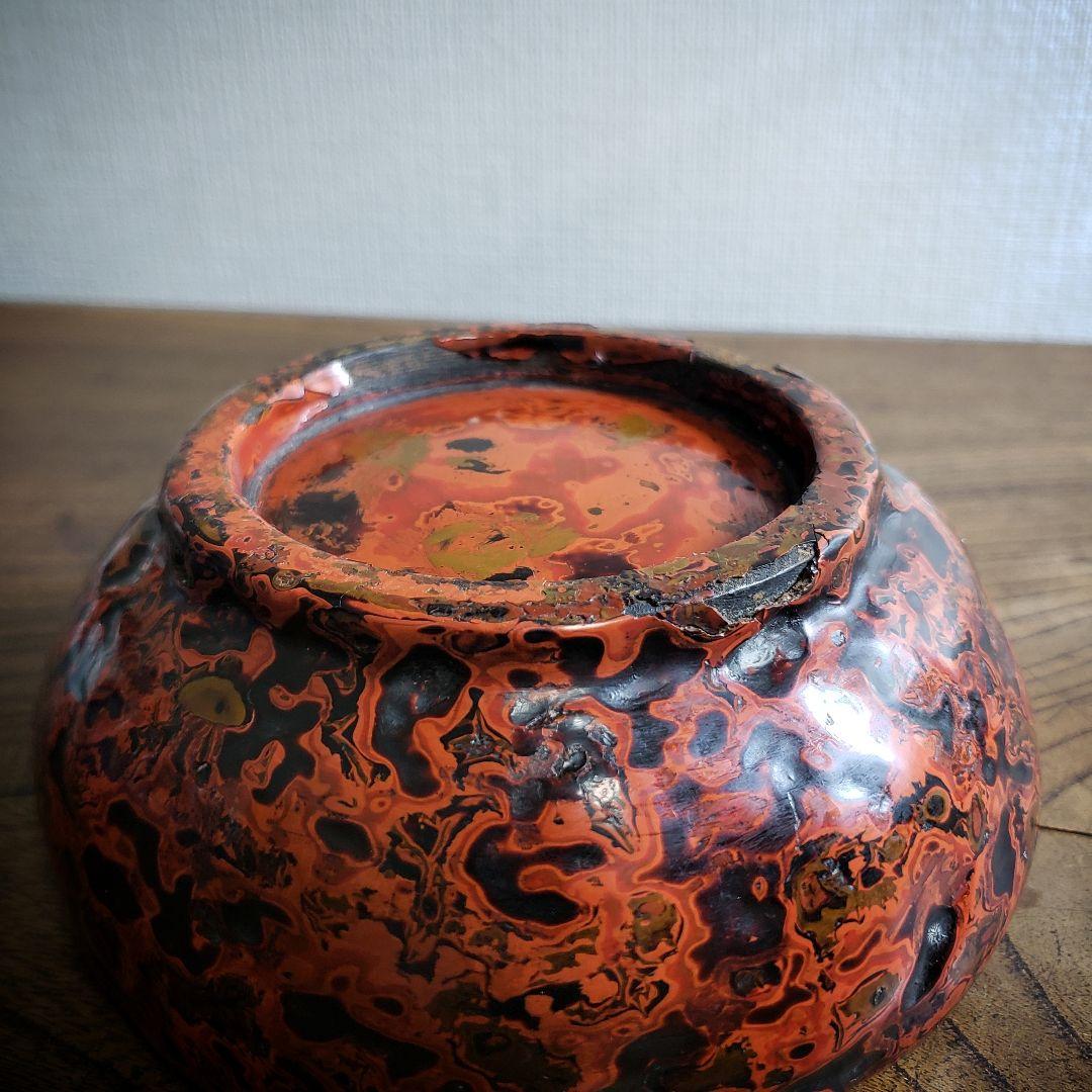 会津塗り　天然木　乾漆鉢　漆器　菓子鉢　小物入れ　会津漆師道具　訳あり　割れ