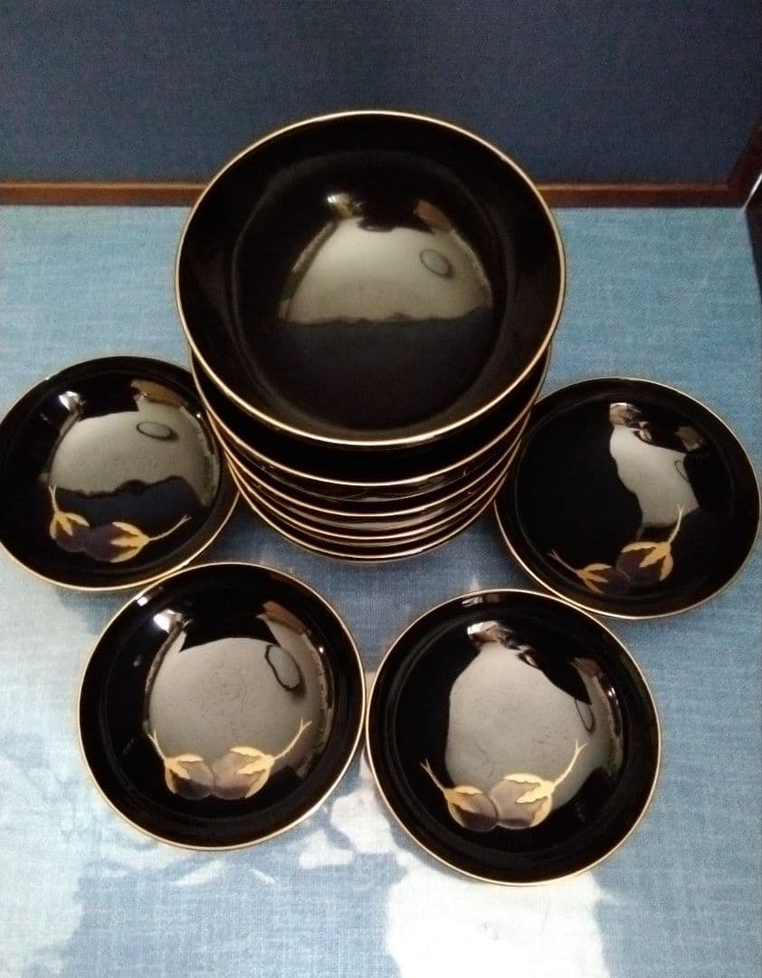 輪島塗　茄子の絵の吸い物　椀　五客