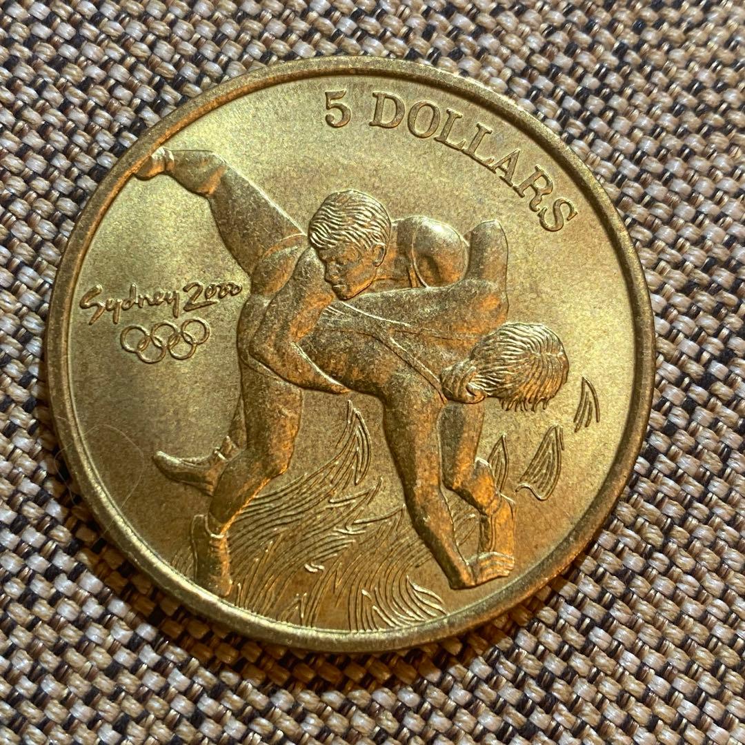 フランス1874年 ヘラクレス5フラン大型銀貨 + シドニーオリンピック記念硬貨