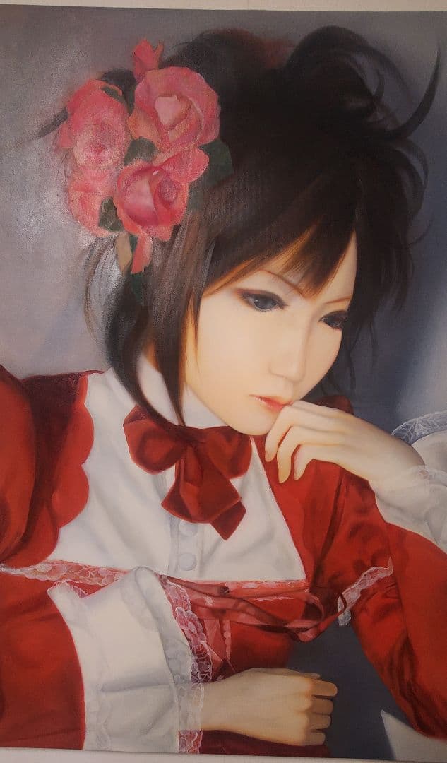 真作　油絵　個展　展示作品　安田梓 オタ日和　美人画　直筆　コスプレ