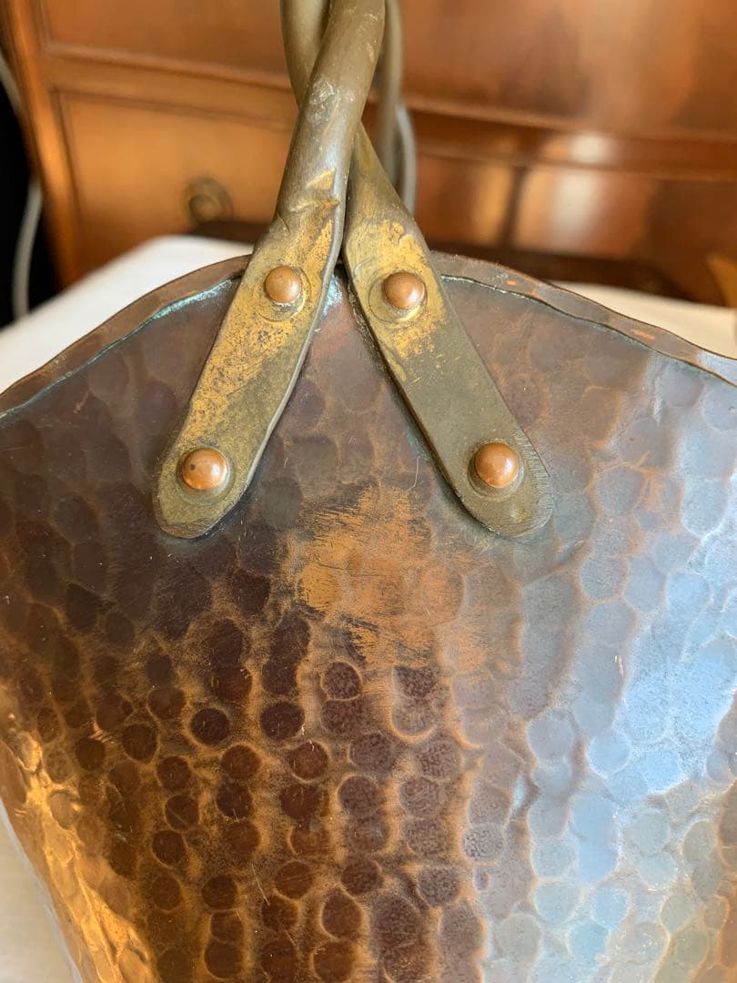 ヴィンテージ　銅製花器　フラワーバスケット　ベルギー製