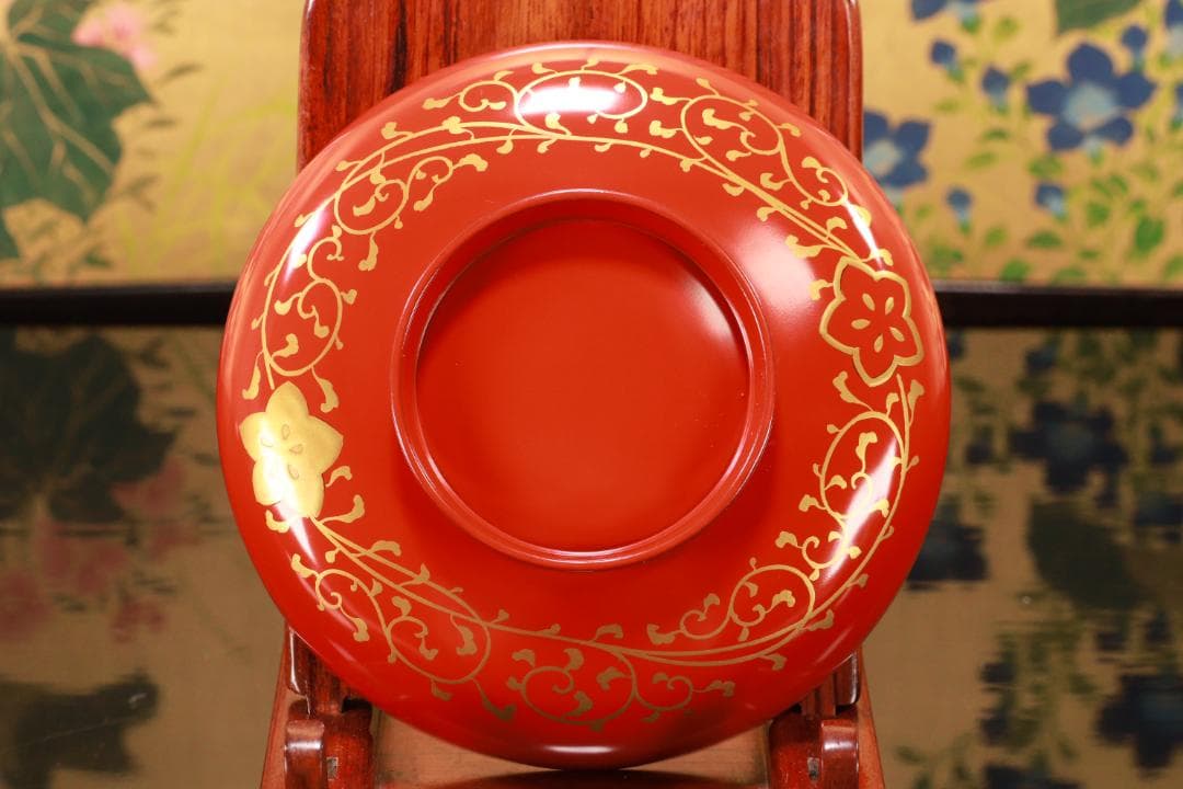 BJ120a　時代輪島塗　四君子図蒔絵　吸物椀　五客　木製　茶道具 懐石 菓子