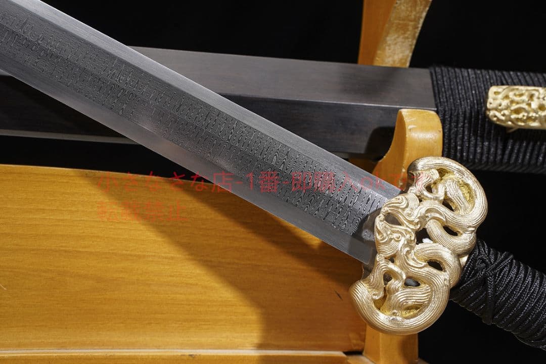 人形具漢剣（大馬紋金）黒檀銅装 古兵器 武具 刀装具 日本刀 模造刀 居合刀