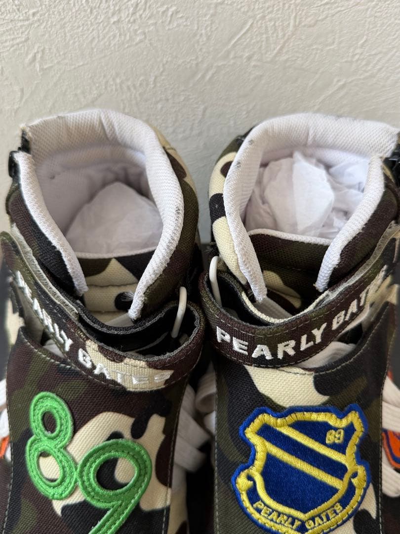 【美品】PEARLY GATES カモフラ ワッペン　ハイカットゴルフシューズ