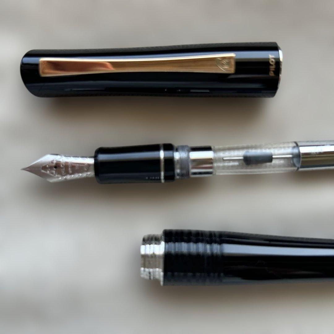 パイロット万年筆　2000年代　14金 細字　バンブー　ブラック