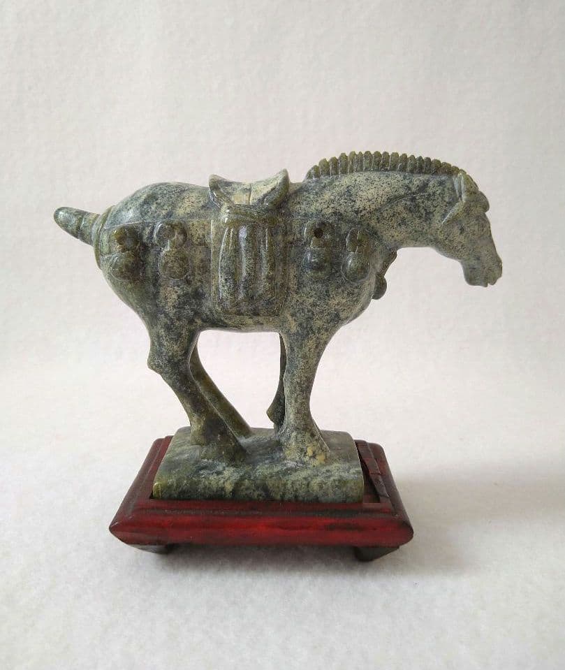 馬 石彫刻 中国 天然石 オブジェ アンティーク