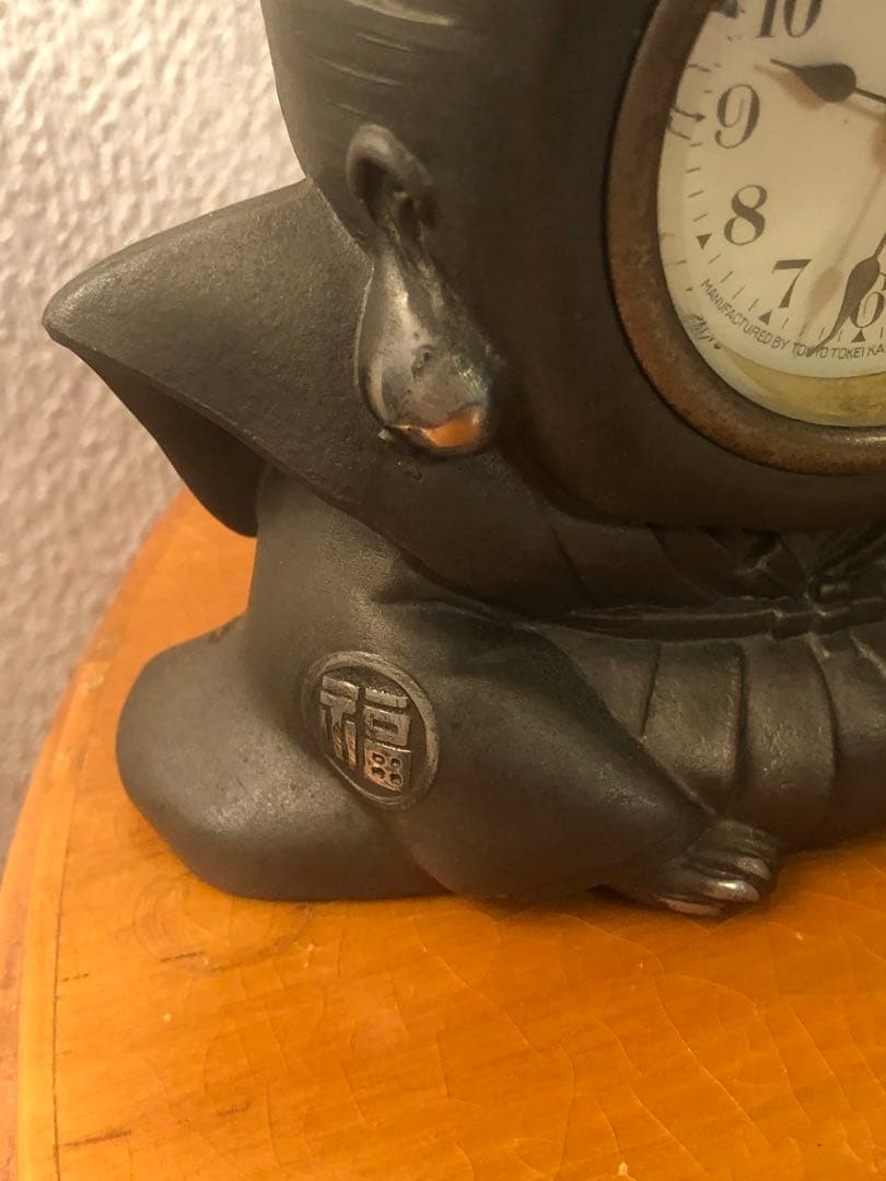 珍品　骨董　福助　時計　戦前　アンティーク　置物　レトロ　大正ロマン　おかめ