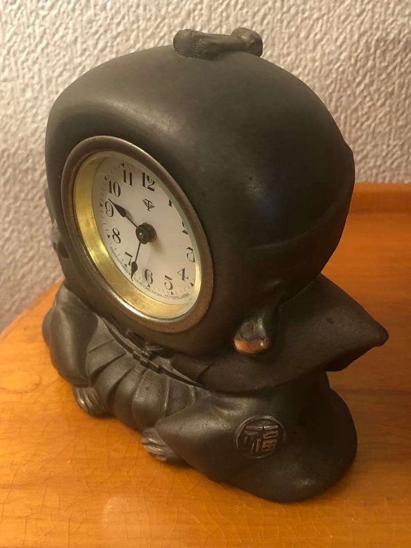 珍品　骨董　福助　時計　戦前　アンティーク　置物　レトロ　大正ロマン　おかめ