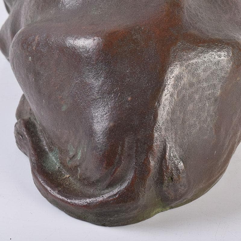 古銅　ブロンズ　牛　置物　在銘　C　R8960