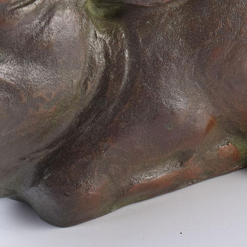 古銅　ブロンズ　牛　置物　在銘　C　R8960