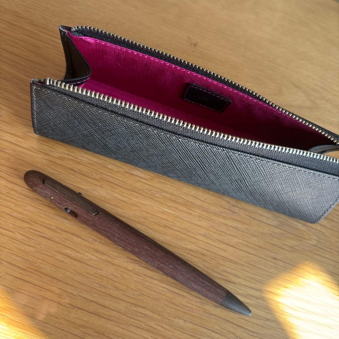 [未使用級]カラムシャーペン　パープルハート＋ASHFOR 本革ペンケース
