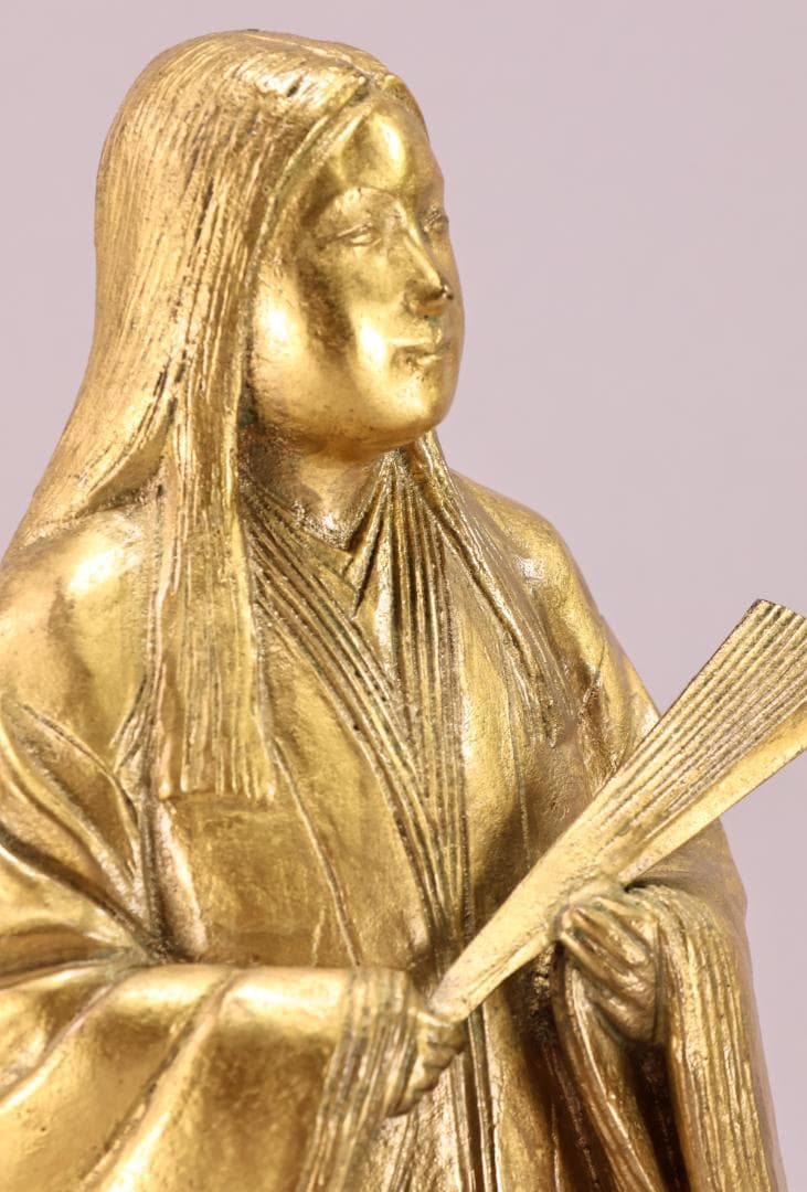 文化功労者 圓鍔勝三作 純金箔仕上 ブロンズ像 紫式部像 8.7kg　銅製
