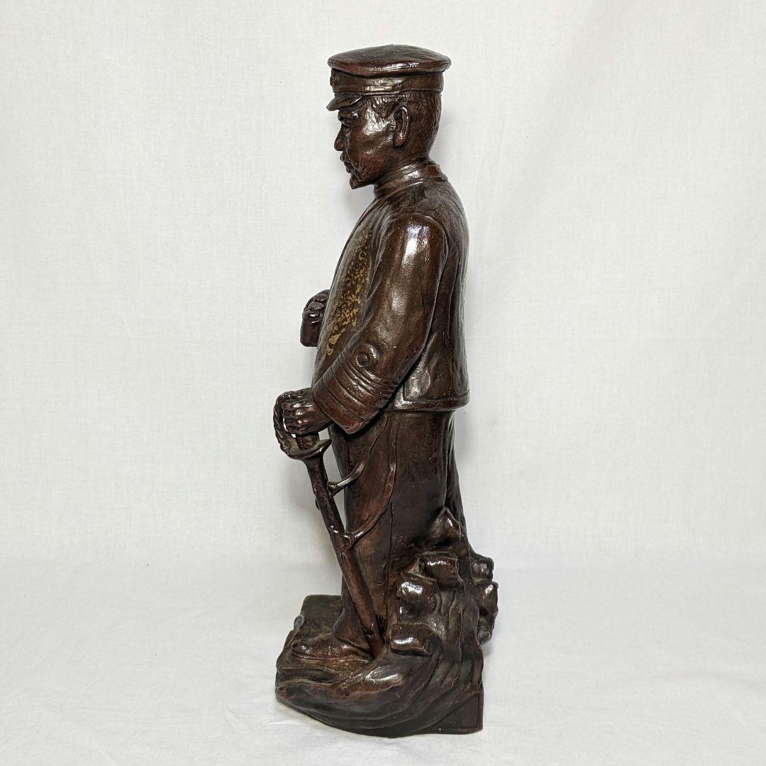 藤原陶斎 備前焼 東郷平八郎像 合箱 置物 陶像 藤原陶斉 インテリア 工芸品