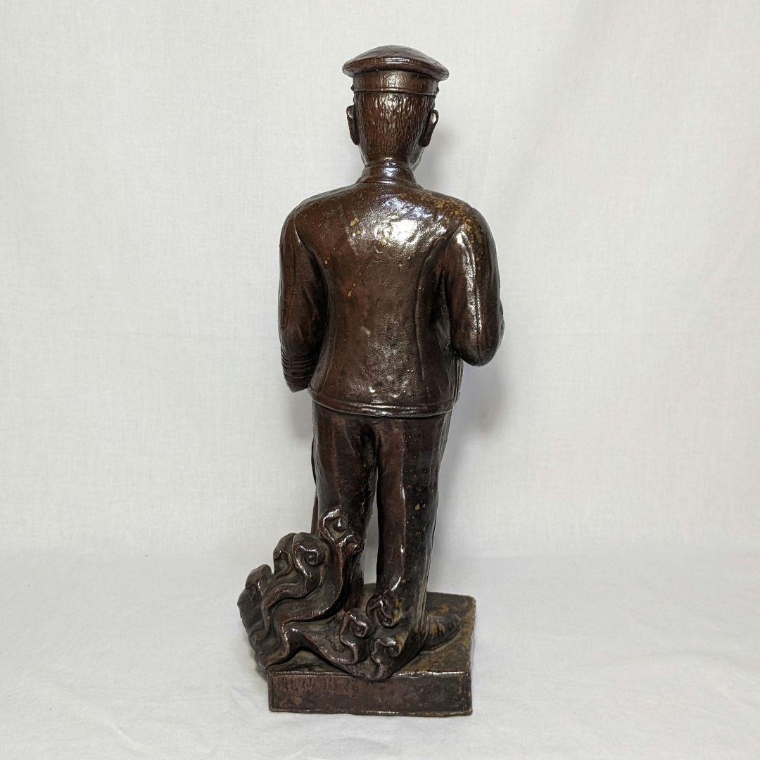 藤原陶斎 備前焼 東郷平八郎像 合箱 置物 陶像 藤原陶斉 インテリア 工芸品