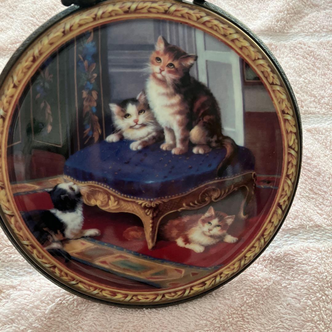 希少　マイセン 猫 壁掛け 飾り絵 プレート 猫の絵画 アンティークフレーム