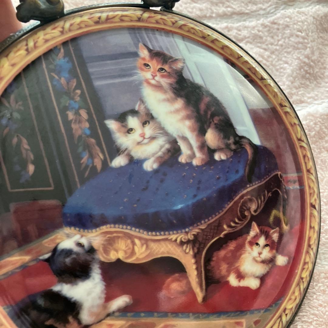 希少　マイセン 猫 壁掛け 飾り絵 プレート 猫の絵画 アンティークフレーム