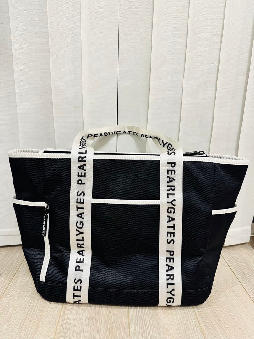 PEARLY GATES トートバッグ 大容量 黒/白