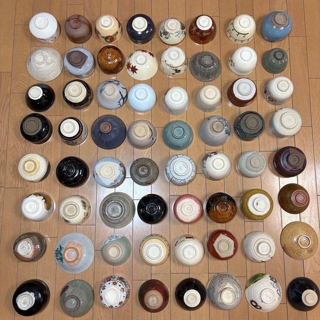 茶碗 抹茶碗 64点 茶道具 箱無し 染付 色絵 いろいろ まとめて