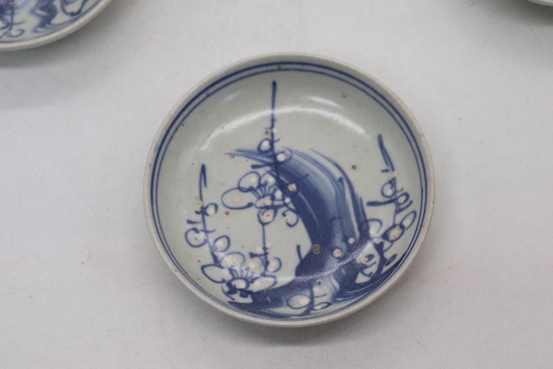 中国　新渡　梅紋小皿5点　送料込み250520