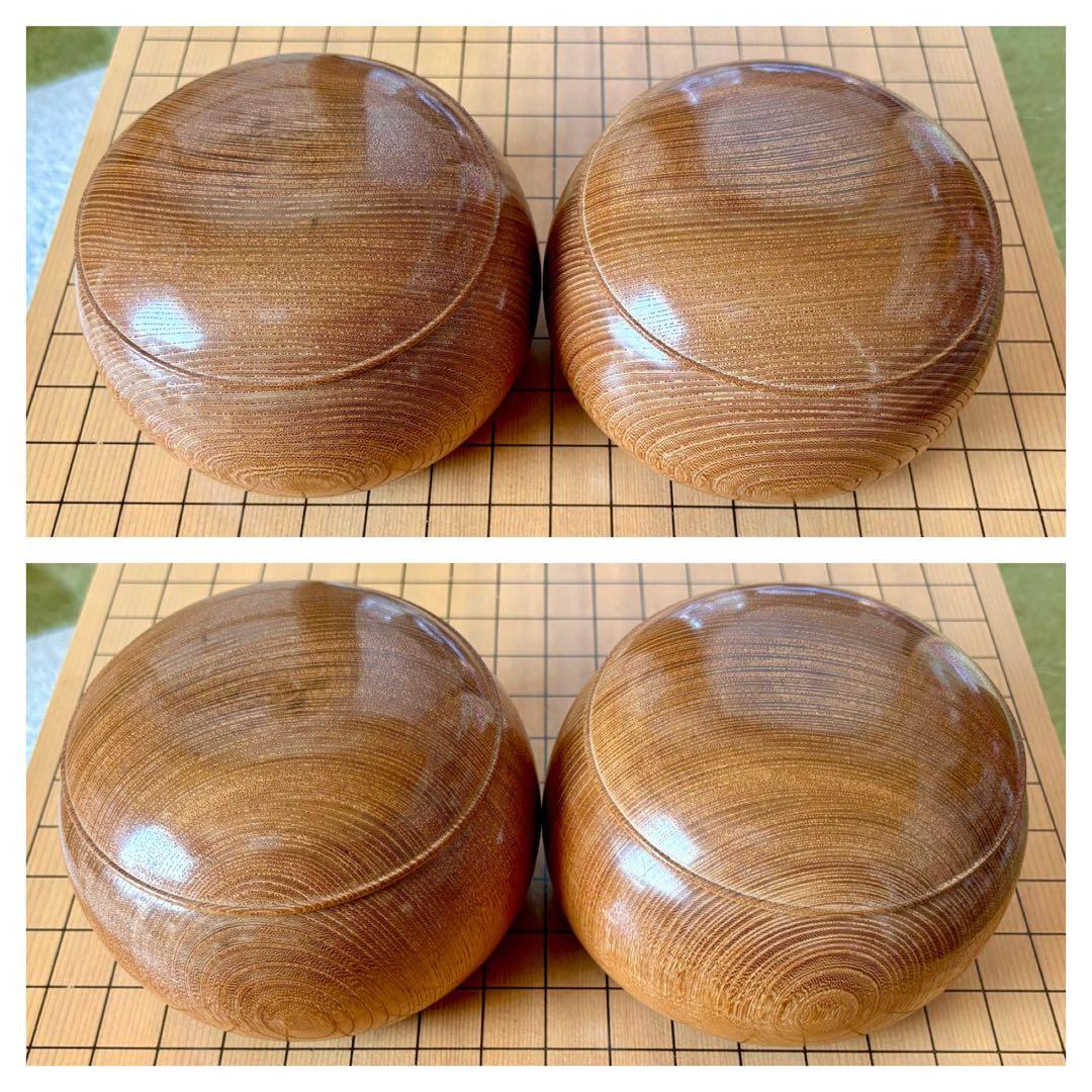 【美品】囲碁① 天然木 特大碁笥＋碁石(蛤・那智黒)35号・月 セット