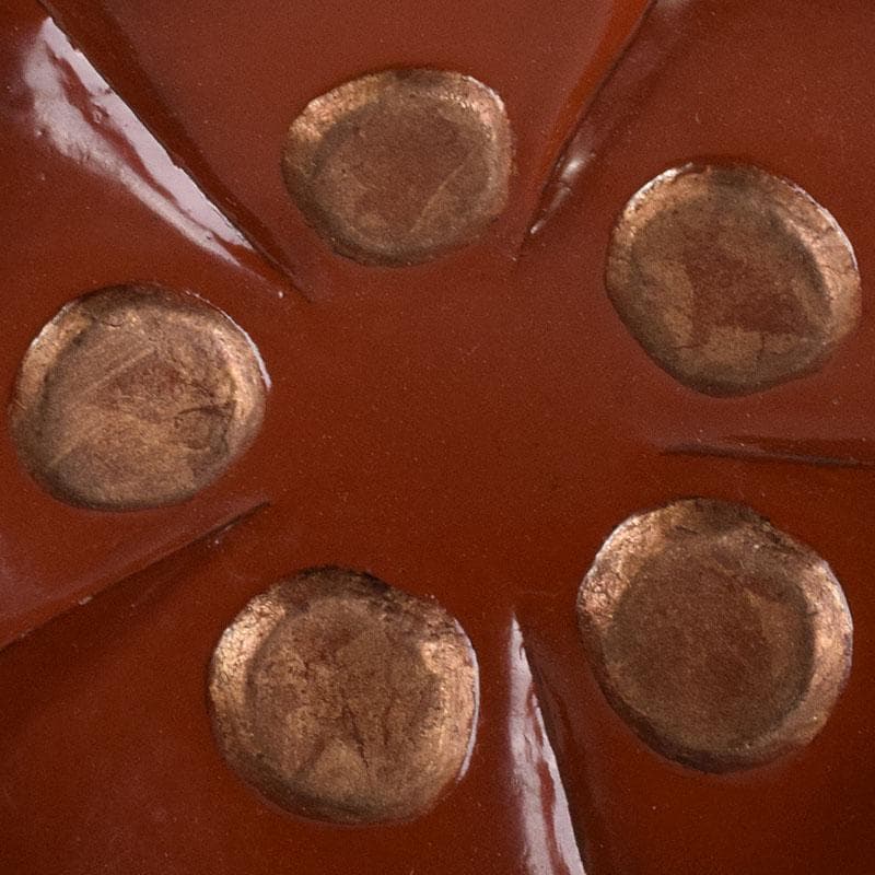 時代根来　朱塗　梅の花盆　書付時代箱　V　R8648