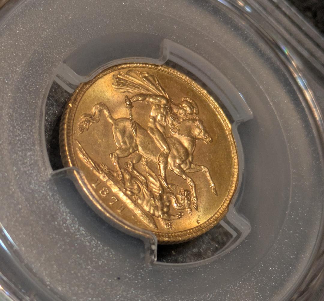 1871 イギリス ヴィクトリア女王 ソブリン金貨 PCGS MS63