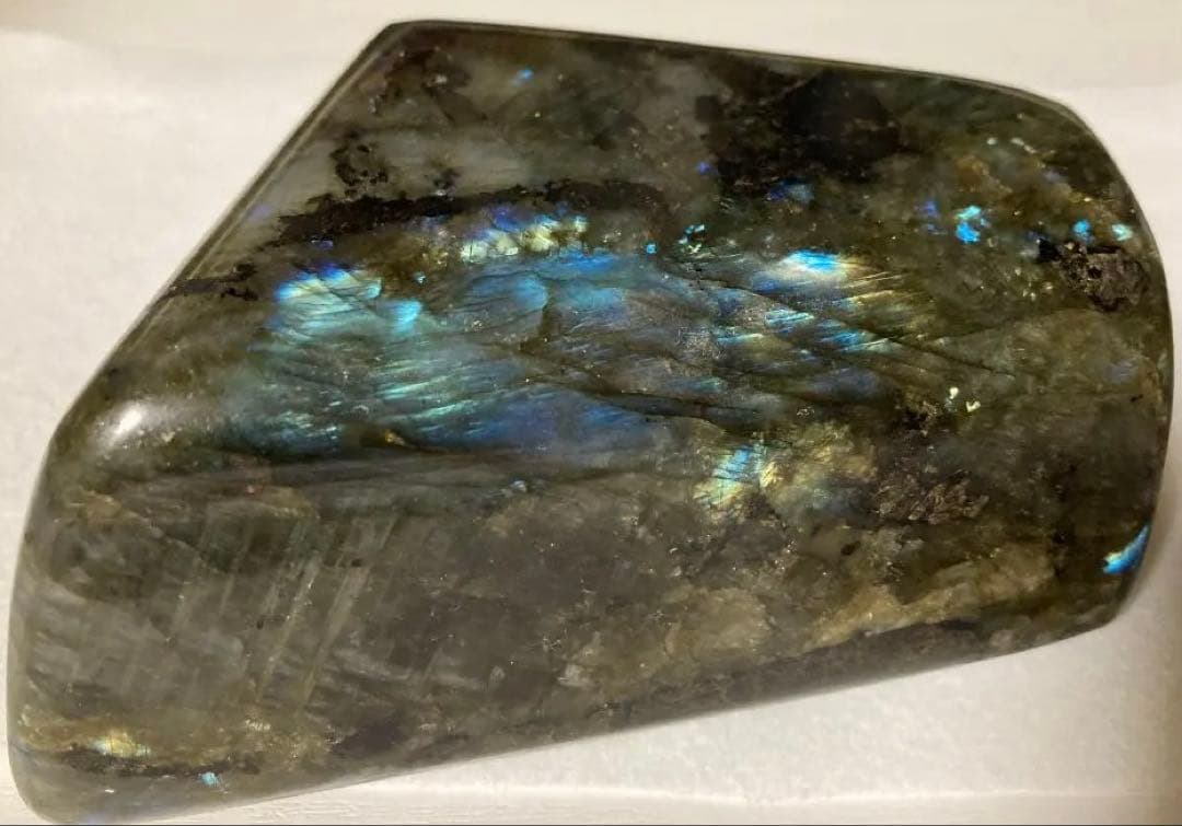 ラブラドライト924g 特大 マダガスカル産 ブルーシラー強 磨き