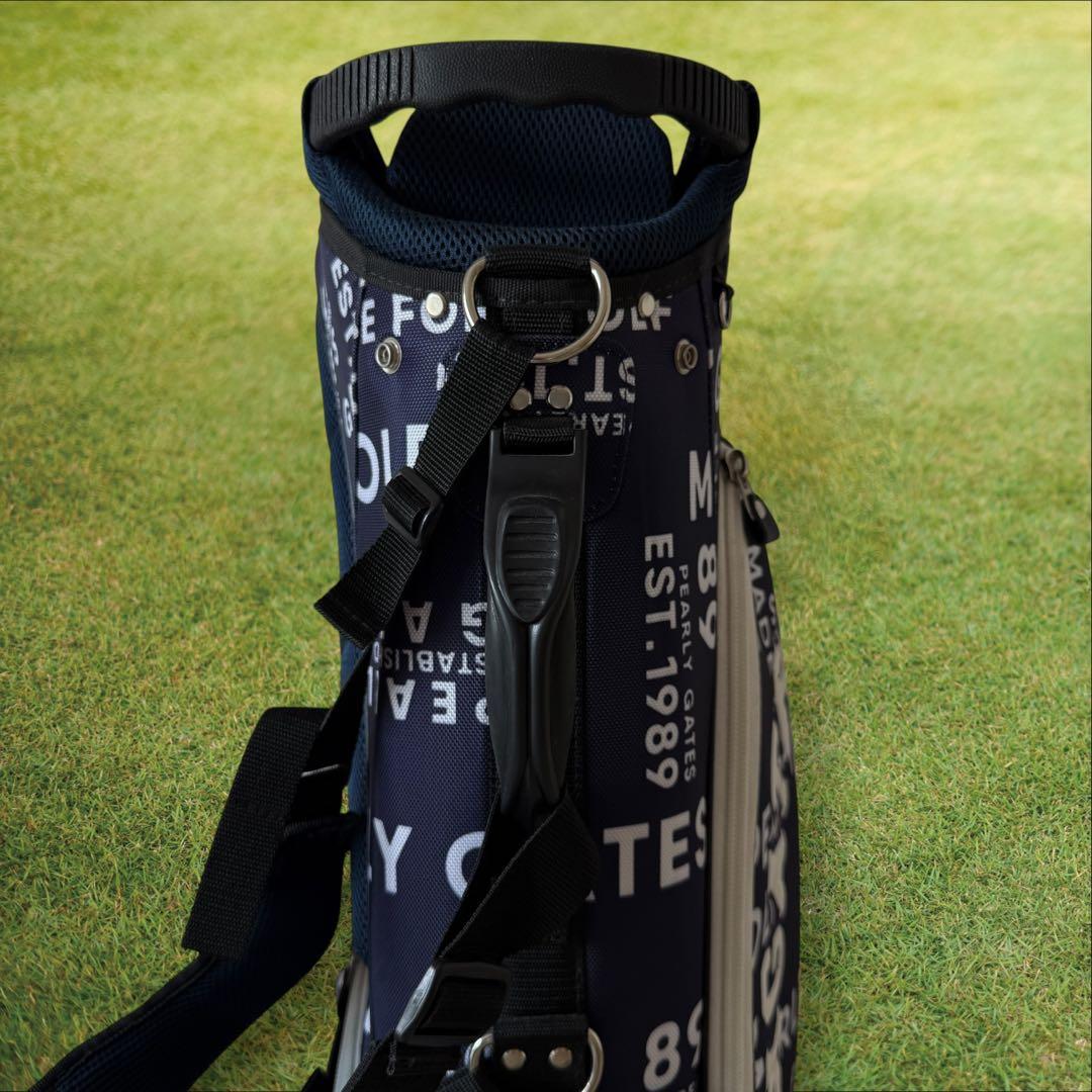 パーリーゲイツ　キャディ バッグ　ショルダー式　スタンド式　軽量　総柄　紺