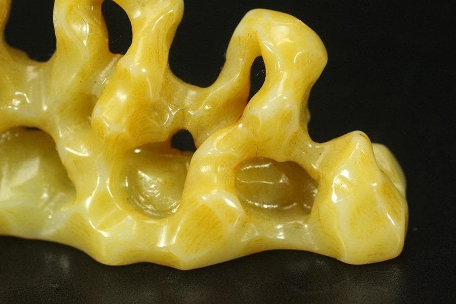 中国美術 白玉石 刻 太湖石 筆架 文房四宝(HA427)