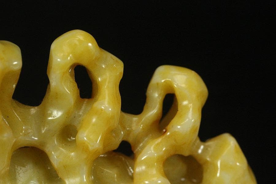 中国美術 白玉石 刻 太湖石 筆架 文房四宝(HA427)