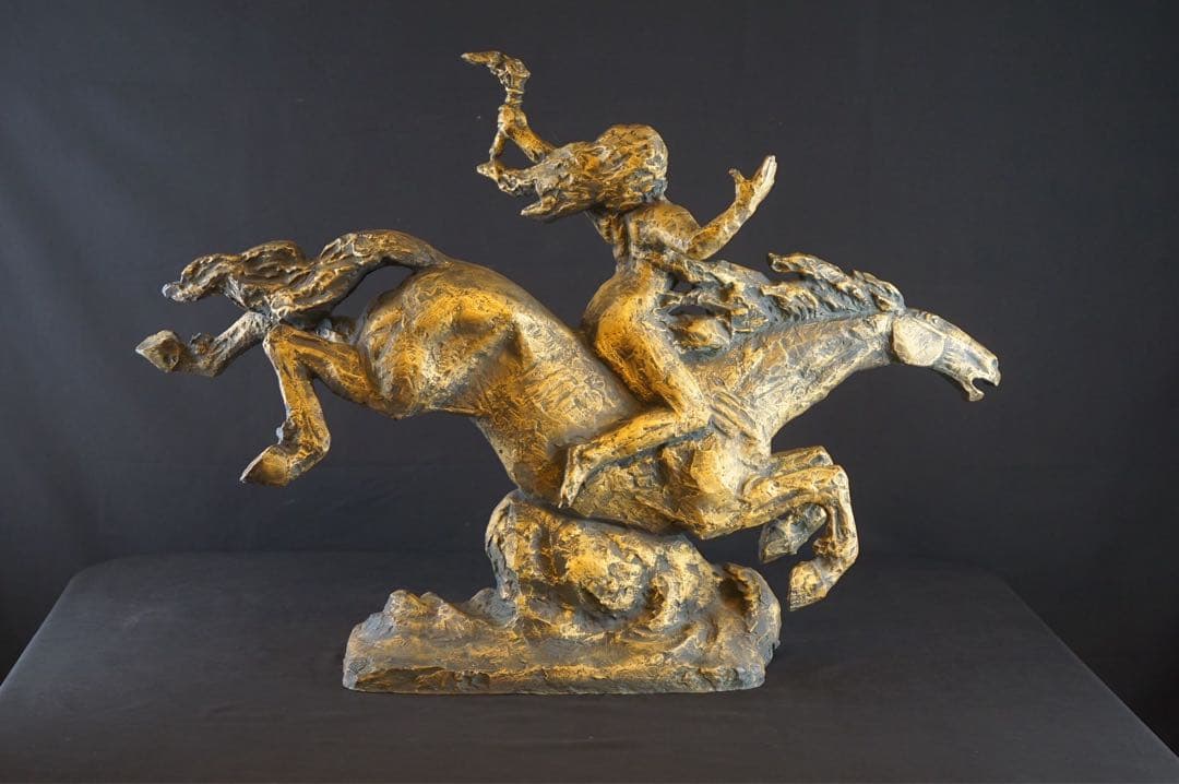 彫刻家 北村西望 作 ブロンズ像 『平和の女神』1965年 大理石台付 保証品