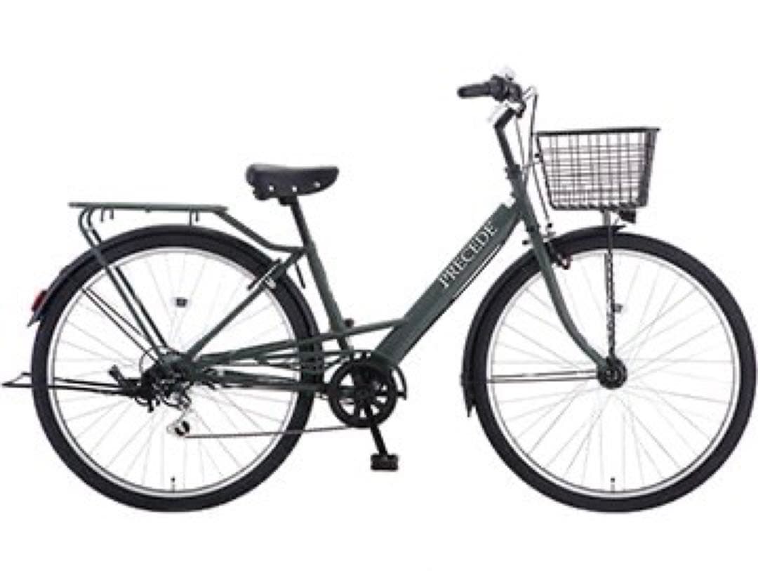 PRECEDE シティサイクル ダークグリーン 前カゴ付き