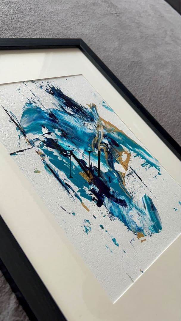 絵画　アート　青　金　インテリア　海外　ホテル　ギフト　新築祝い　モダン　抽象画