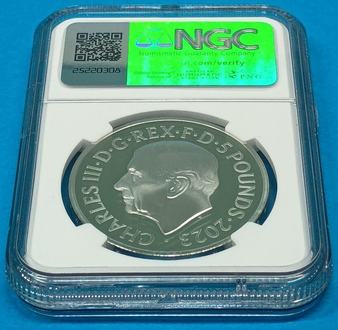2023 イギリス チャールズ3世生誕75周年 £5 銀貨 NGC PF70UC