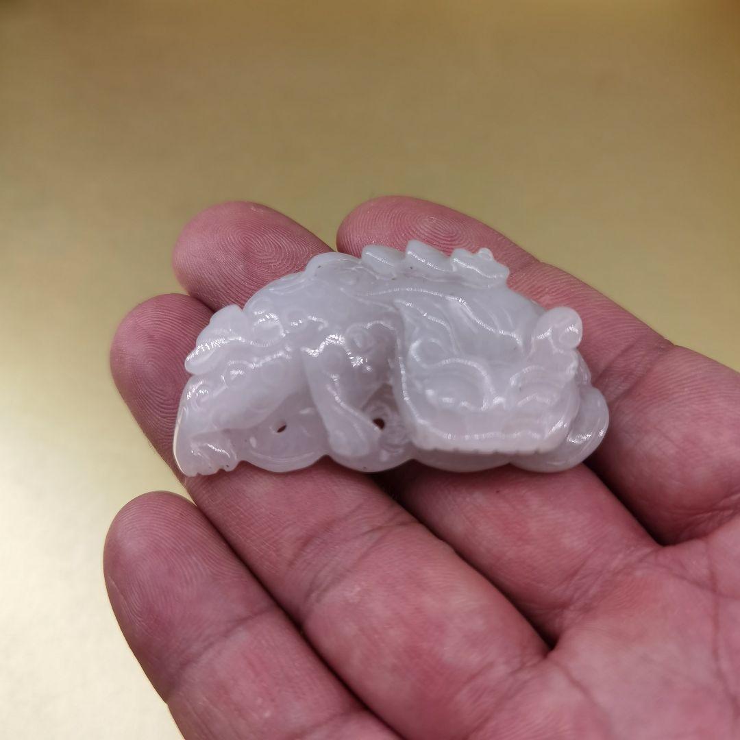 《整理番号:BH036》薄紫色翡翠彫刻貔貅(ヒキュウ)ペンダント二点セット