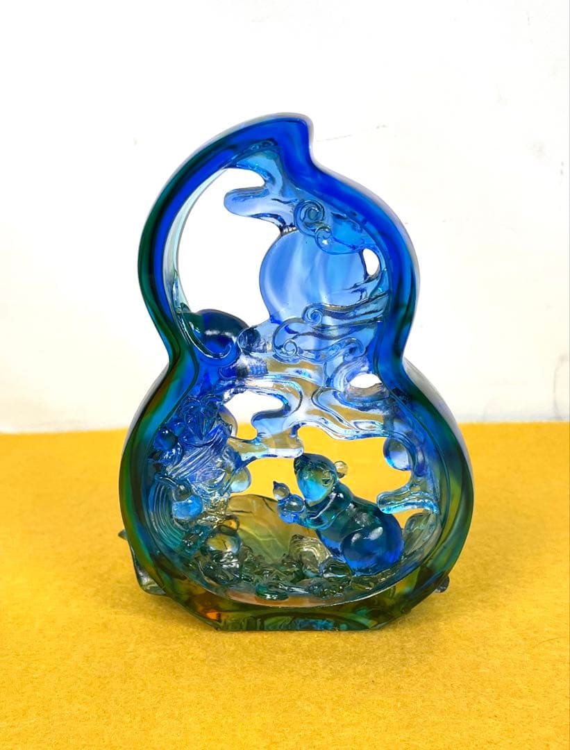 希少 琉園 tittot 高級ガラス工藝 台湾 福禄綿享 鼠 瑠璃ガラス