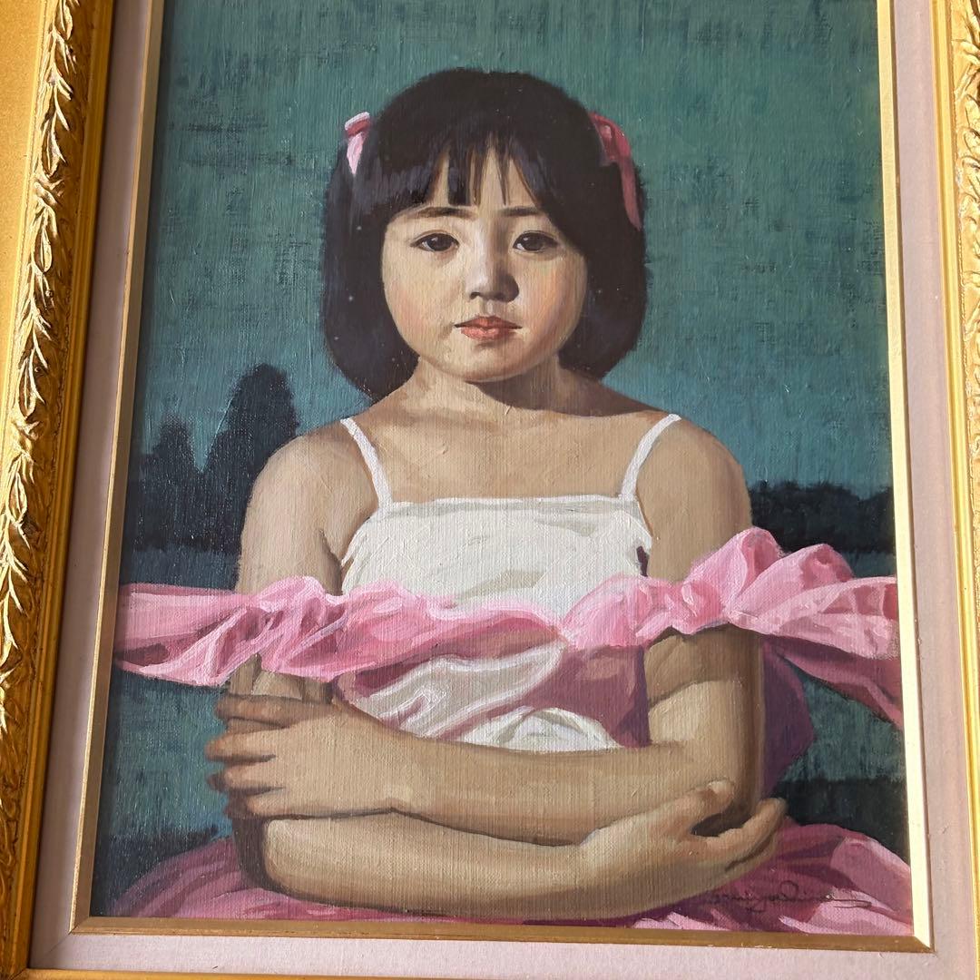 宮平勉 小さな踊り子 絵画 油彩画 油絵 額装 人物画 油彩 アートC