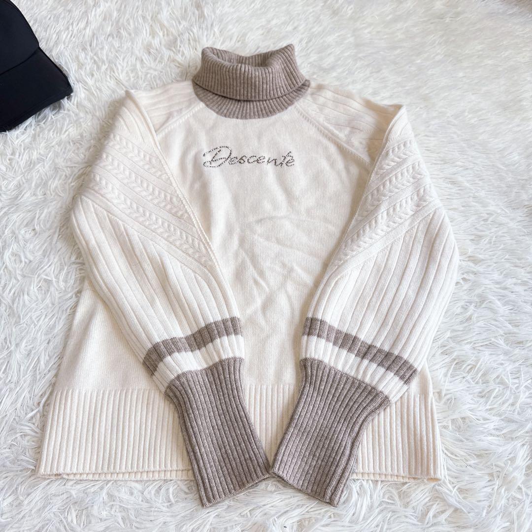 【デサントゴルフ】美品♡ニットセーター タートルネック ベージュ luxe M