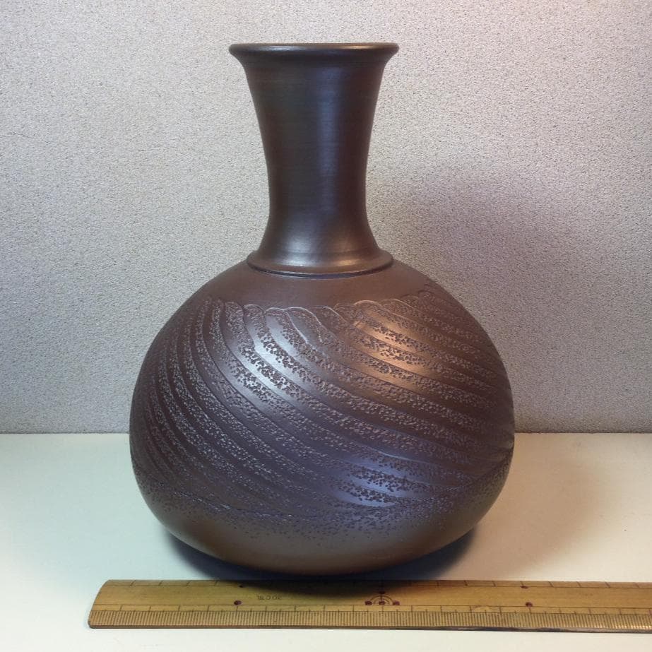 陶芸　手作り陶器　壷　線文