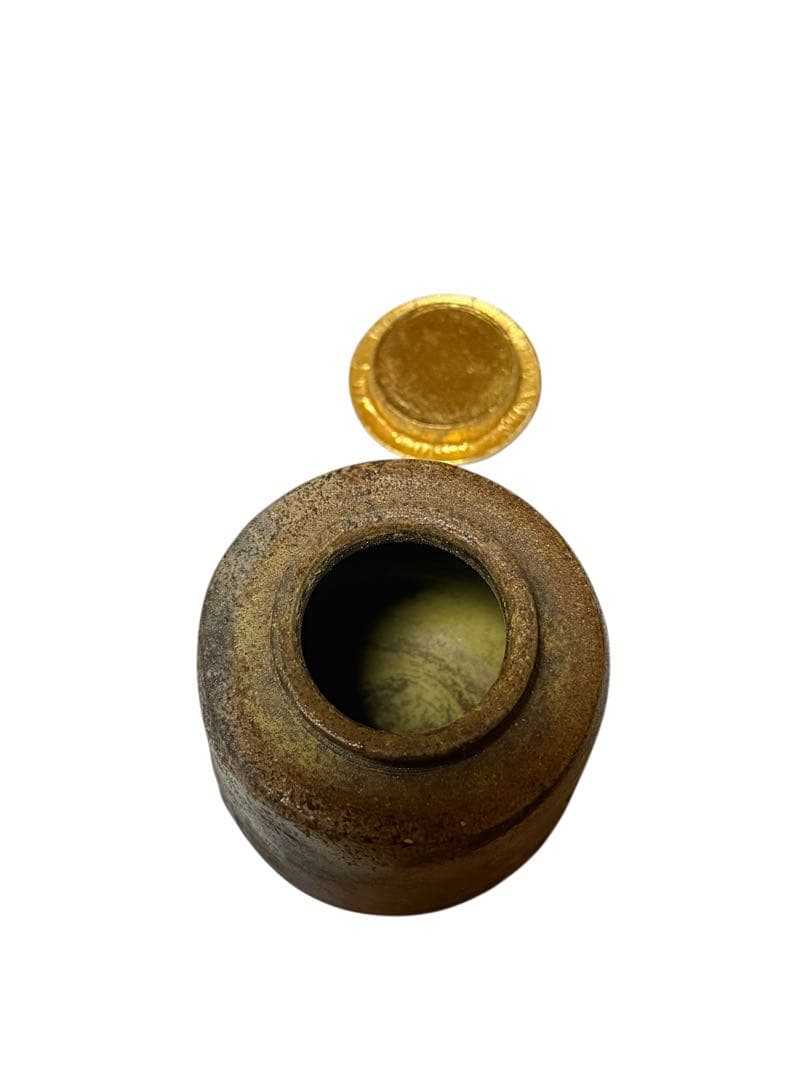 「備前 肩衝 茶入」　正絹の茶入仕覆　桐箱入り