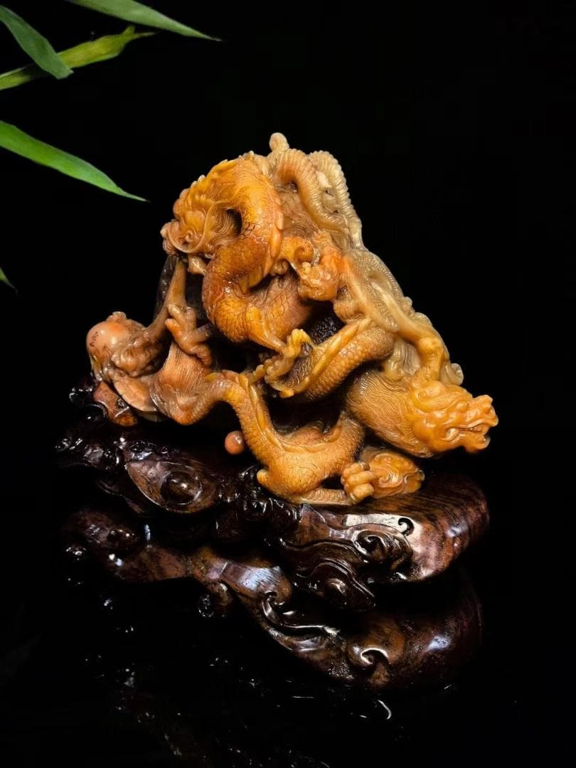 中国古美術・九五之尊の印鑑・寿山石水晶金糸田黄印章・純手彫り・風水開運・文房具