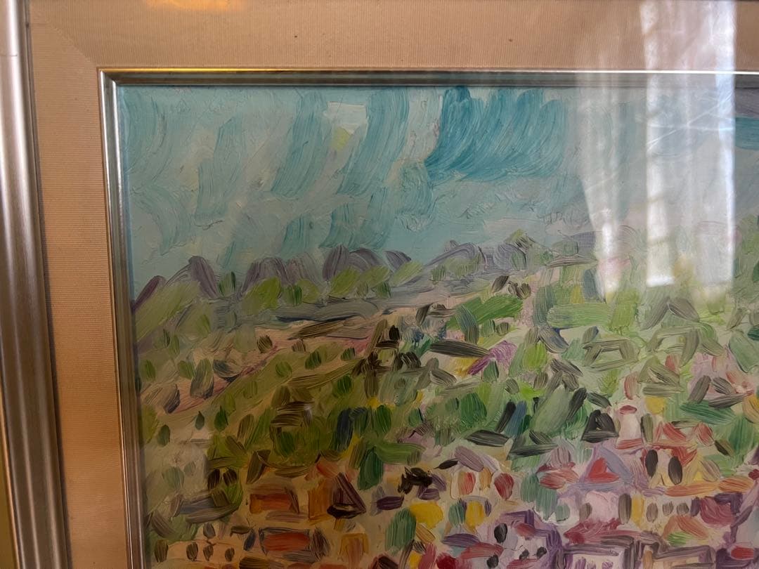 【O-1403】絵画 風景画 油彩画 油絵 点描 作者不明